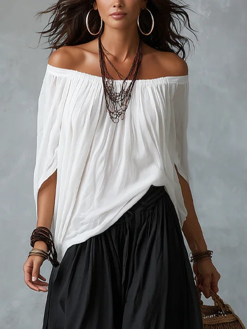 Mara — Robe blanche à épaules dénudées