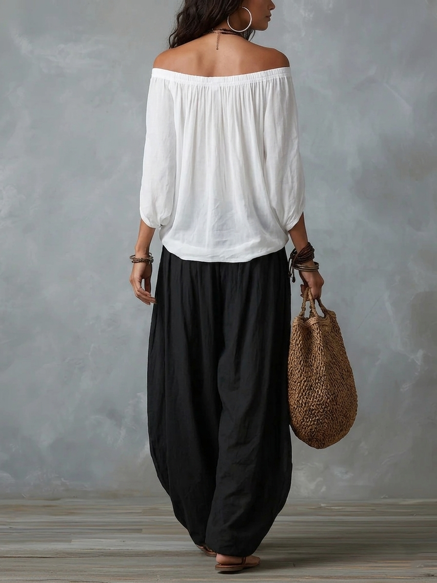 Mara — Robe blanche à épaules dénudées