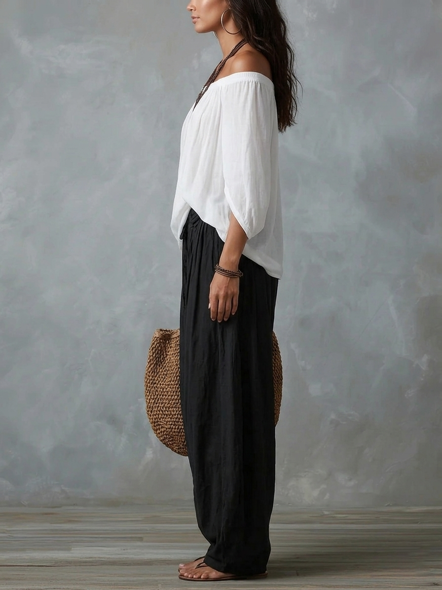 Mara — Robe blanche à épaules dénudées