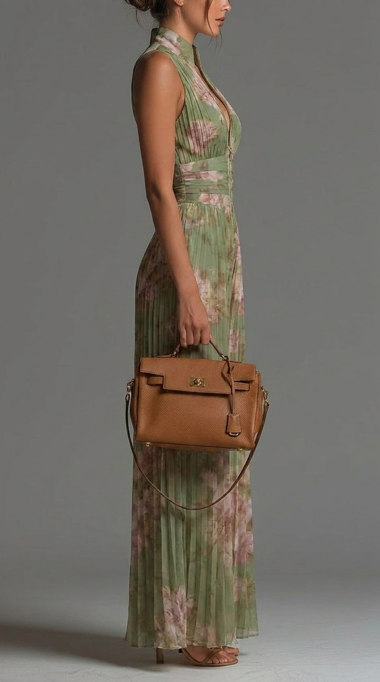 Ines — Combinaison plissée en georgette à imprimé floral