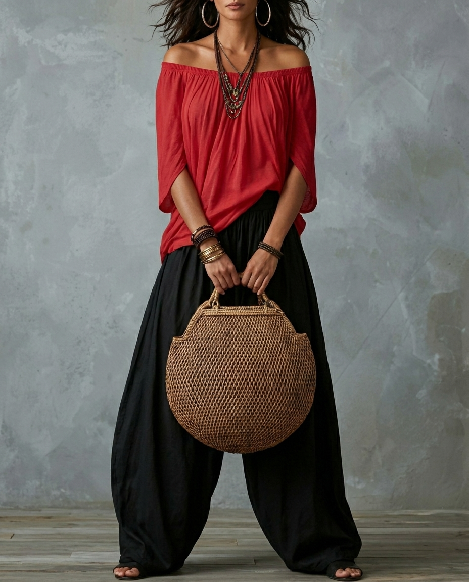 Vera — Complet Boho Rouge et Noir