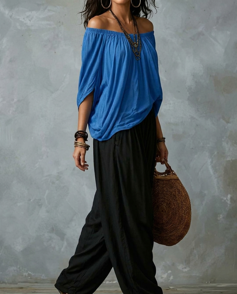 Vera — Complet Boho Bleu et Noir