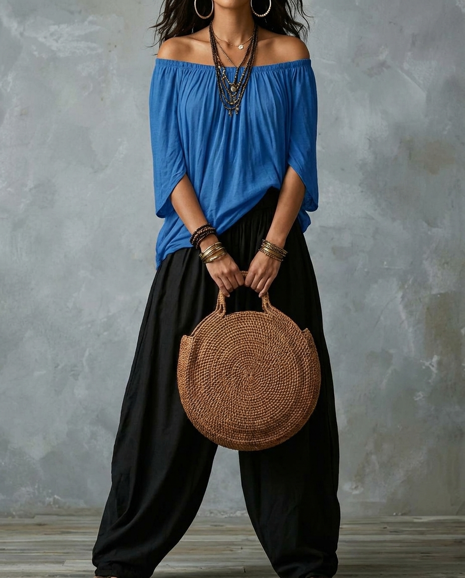 Vera — Complet Boho Bleu et Noir