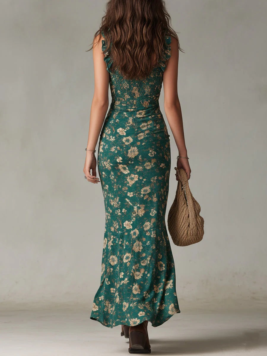 Zara — Robe Maxi Fleurie Bohémienne avec Fente Latérale
